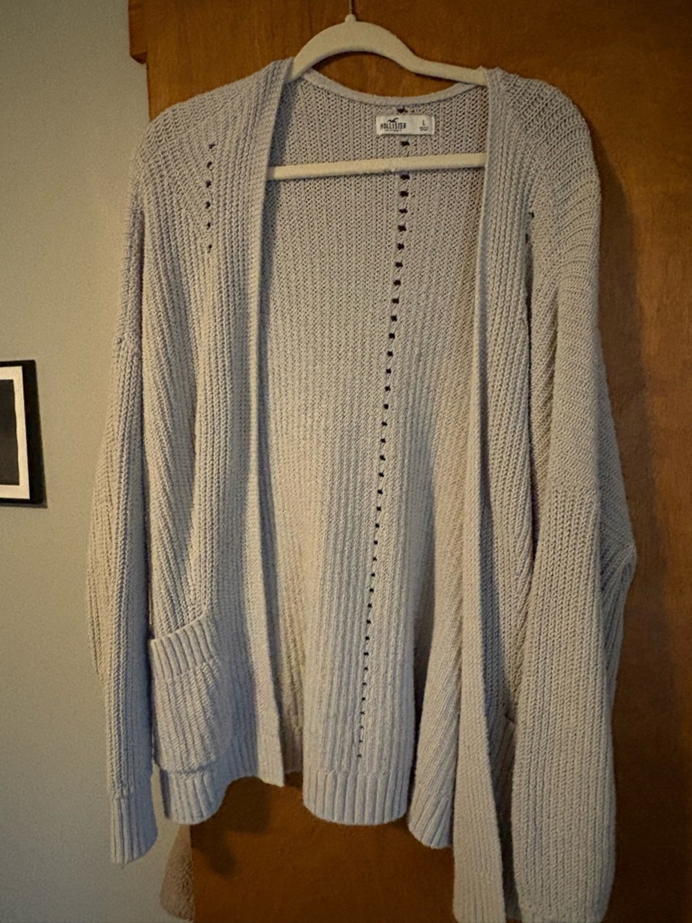 Hollister Light Gray Open-Front Knit Cardigan